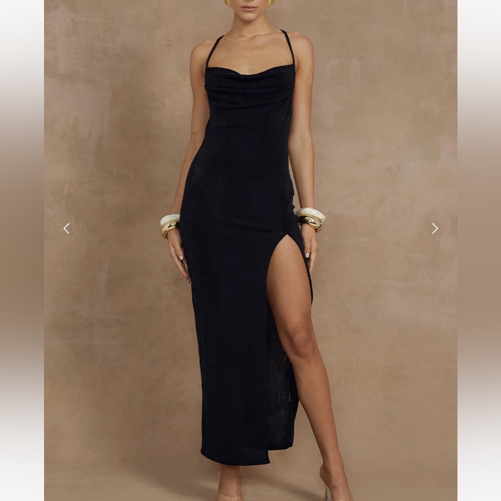 Runaway the label slinky slip dress black